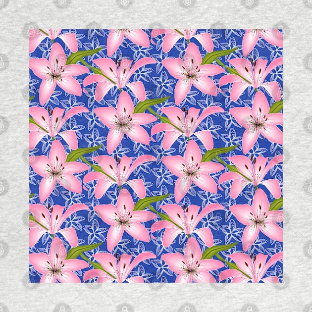 Pink Lily Flower Pattern by Designoholic